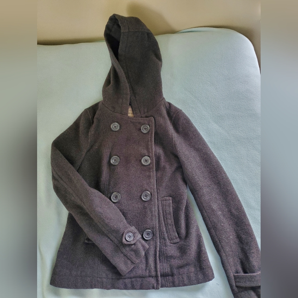 Aeropostale Charcoal Hooded Pea Coat